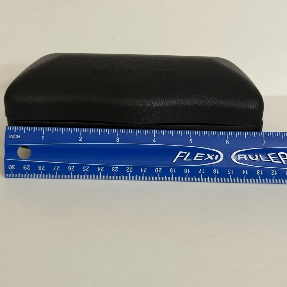 BALENCIAGA LARGE LEATHER SUNGLASSES CASE WITH POUCH BLACK NEW